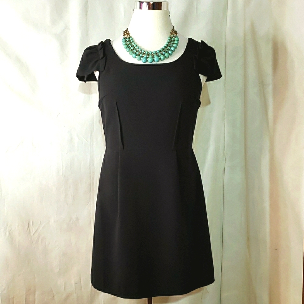 Kenzie Ruffle Sleeve Dress 12 Black Sheath Mid